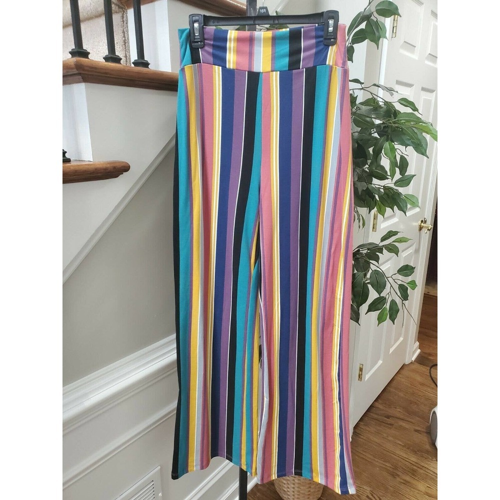 Fashion Nova Women's Multicolor Polyester Wide Leg Natural‎ Waist Trouser Pant L